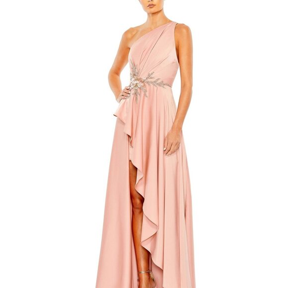 NWT‎ MAC DUGGAL EMBELLISHED ONE SHOULDER ASYMMETRICAL GOWN - Picture 1 of 9